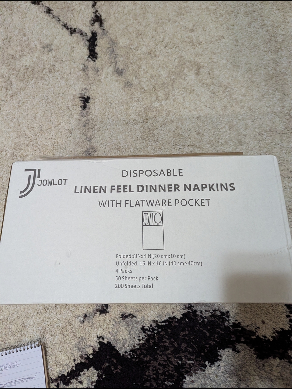 Disposable Linen Feel Dinner Napkins with Flatware Pocket - White